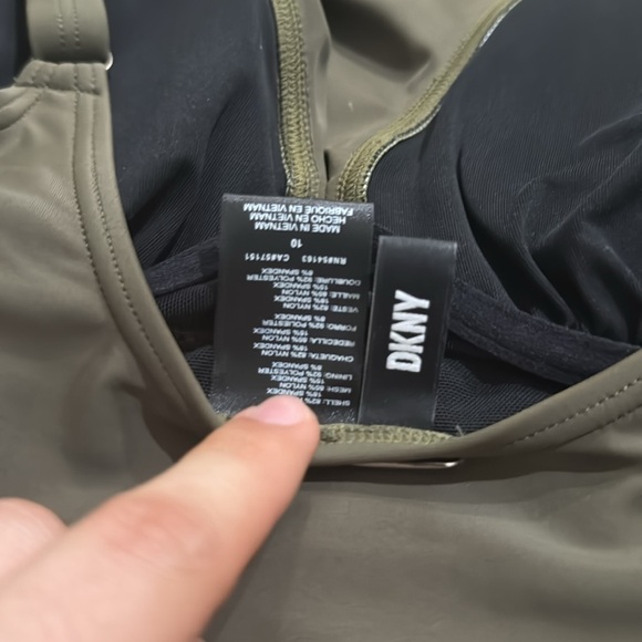 DKNY DARK GREEN SWIM ONE PIECE WOMENS SZ 10 - Picture 3 of 4